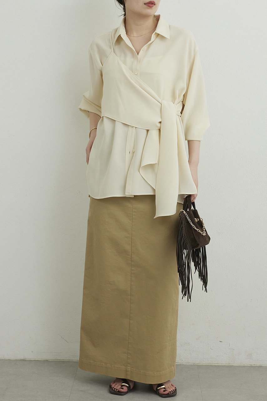 【ガリャルダガランテ/GALLARDAGALANTE】のワンショルレイヤードシャツ 人気、トレンドファッション・服の通販 founy(ファニー) 　ファッション　Fashion　レディースファッション　Fashion for Women　トップス・カットソー　Cut & Sew Tops　シャツ・ブラウス・オフィスカジュアル　Elegant Blouses & Button-Ups　スリーブ　Sleeve, Long Sleeve / Short Sleeve　ビスチェ　Bustier, Corset Top　ロング　Long, Long-Length　新作・新入荷　New Arrivals / New In　other-6|ID: prp329100004906150 ipo3291000000036731589