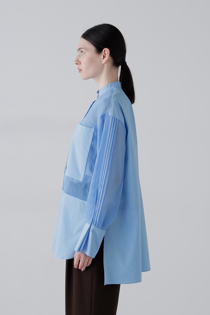 【アドーア/ADORE】のソフトオーガンジーブラウス 人気、トレンドファッション・服の通販 founy(ファニー) 　ファッション　Fashion　レディースファッション　Fashion for Women　トップス・カットソー　Cut & Sew Tops　シャツ・ブラウス・オフィスカジュアル　Elegant Blouses & Button-Ups　オーガンジー　Organza Fabric　スリット　Slit, Slit Detail　スリーブ　Sleeve, Long Sleeve / Short Sleeve　タフタ　Taffeta, Structured Fabric　ドッキング　Docking, Mixed Material　フレア　Flare, Flared　ロング　Long, Long-Length　軽量　Lightweight, Ultra Light　other-3|ID: prp329100004906159 ipo3291000000036744916