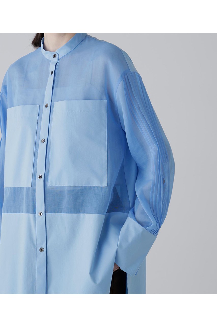 【アドーア/ADORE】のソフトオーガンジーブラウス 人気、トレンドファッション・服の通販 founy(ファニー) 　ファッション　Fashion　レディースファッション　Fashion for Women　トップス・カットソー　Cut & Sew Tops　シャツ・ブラウス・オフィスカジュアル　Elegant Blouses & Button-Ups　オーガンジー　Organza Fabric　スリット　Slit, Slit Detail　スリーブ　Sleeve, Long Sleeve / Short Sleeve　タフタ　Taffeta, Structured Fabric　ドッキング　Docking, Mixed Material　フレア　Flare, Flared　ロング　Long, Long-Length　軽量　Lightweight, Ultra Light　other-6|ID: prp329100004906159 ipo3291000000036744919