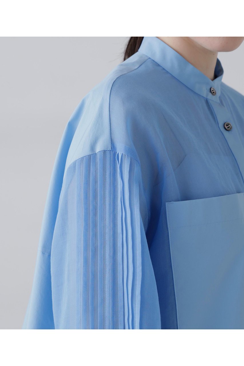 【アドーア/ADORE】のソフトオーガンジーブラウス 人気、トレンドファッション・服の通販 founy(ファニー) 　ファッション　Fashion　レディースファッション　Fashion for Women　トップス・カットソー　Cut & Sew Tops　シャツ・ブラウス・オフィスカジュアル　Elegant Blouses & Button-Ups　オーガンジー　Organza Fabric　スリット　Slit, Slit Detail　スリーブ　Sleeve, Long Sleeve / Short Sleeve　タフタ　Taffeta, Structured Fabric　ドッキング　Docking, Mixed Material　フレア　Flare, Flared　ロング　Long, Long-Length　軽量　Lightweight, Ultra Light　other-7|ID: prp329100004906159 ipo3291000000036744920