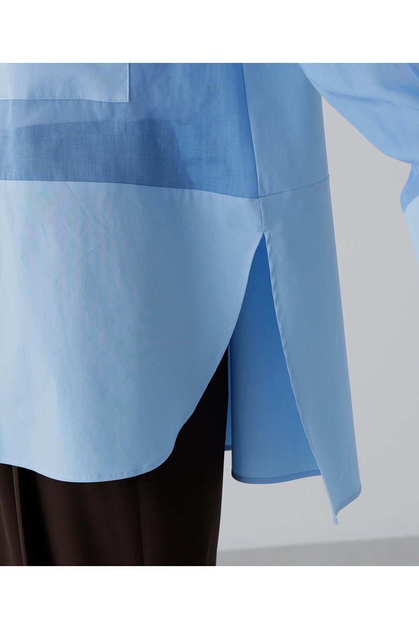 【アドーア/ADORE】のソフトオーガンジーブラウス 人気、トレンドファッション・服の通販 founy(ファニー) 　ファッション　Fashion　レディースファッション　Fashion for Women　トップス・カットソー　Cut & Sew Tops　シャツ・ブラウス・オフィスカジュアル　Elegant Blouses & Button-Ups　オーガンジー　Organza Fabric　スリット　Slit, Slit Detail　スリーブ　Sleeve, Long Sleeve / Short Sleeve　タフタ　Taffeta, Structured Fabric　ドッキング　Docking, Mixed Material　フレア　Flare, Flared　ロング　Long, Long-Length　軽量　Lightweight, Ultra Light　other-8|ID: prp329100004906159 ipo3291000000036744921