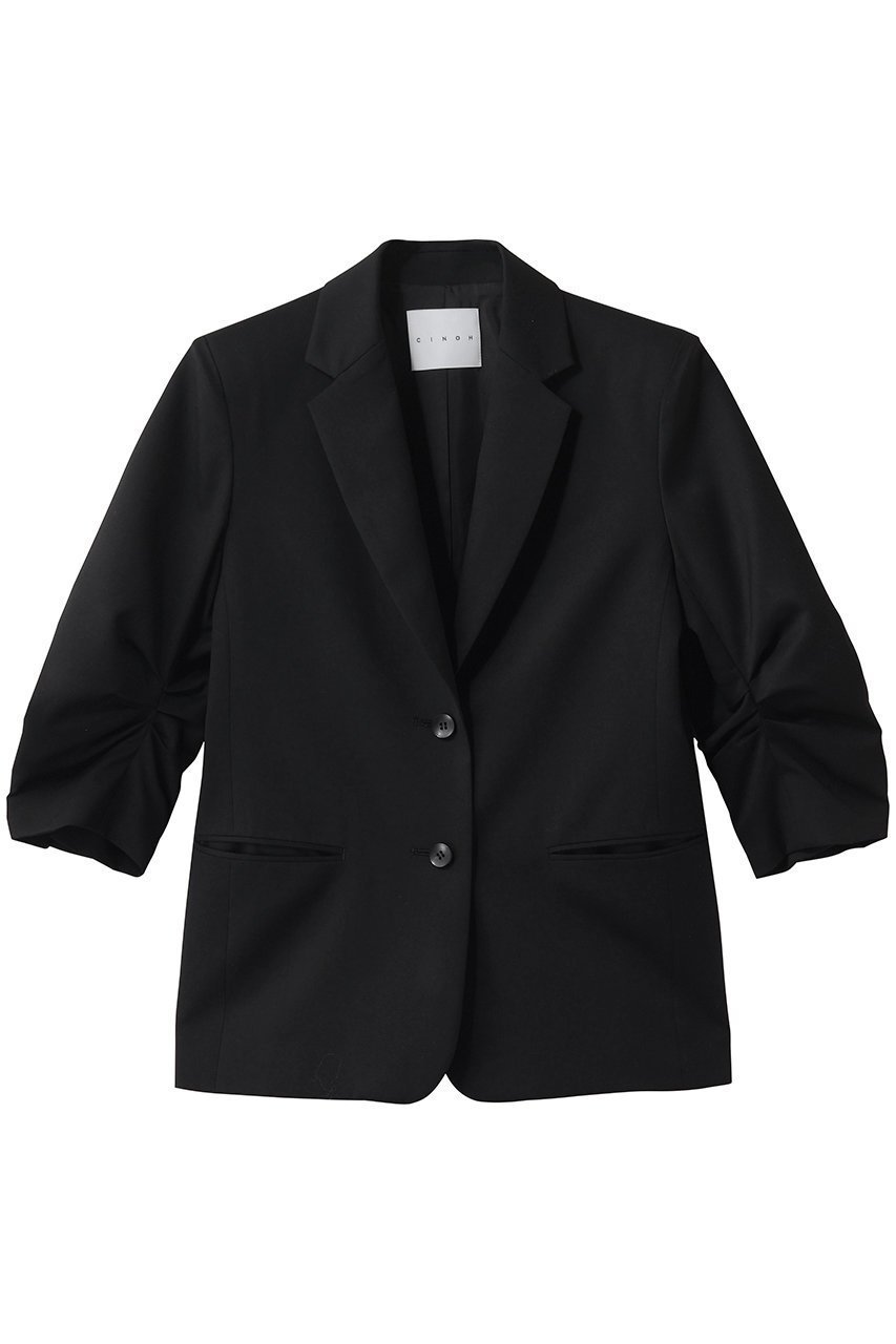 【チノ/CINOH】のクロップドスリーブ ハイツイスト ウール ジャケット インテリア・キッズ・メンズ・レディースファッション・服の通販 founy(ファニー) 　ファッション　Fashion　レディースファッション　Fashion for Women　アウター　Coat / Outerwear Collection　レディースジャケット・軽アウター　Jackets　クロップド　Cropped, Short Length　ジャケット　Jacket, Outerwear　ツイスト　Tweed, Tweed Fabric　ツイル　Twist, Twisted Detail　バランス　Balance, Style Balance　フロント　Front, Front Design　ボトム　Bottoms, Lower Wear　新作・新入荷　New Arrivals / New In　ブラック|ID: prp329100004906164 ipo3291000000036731686