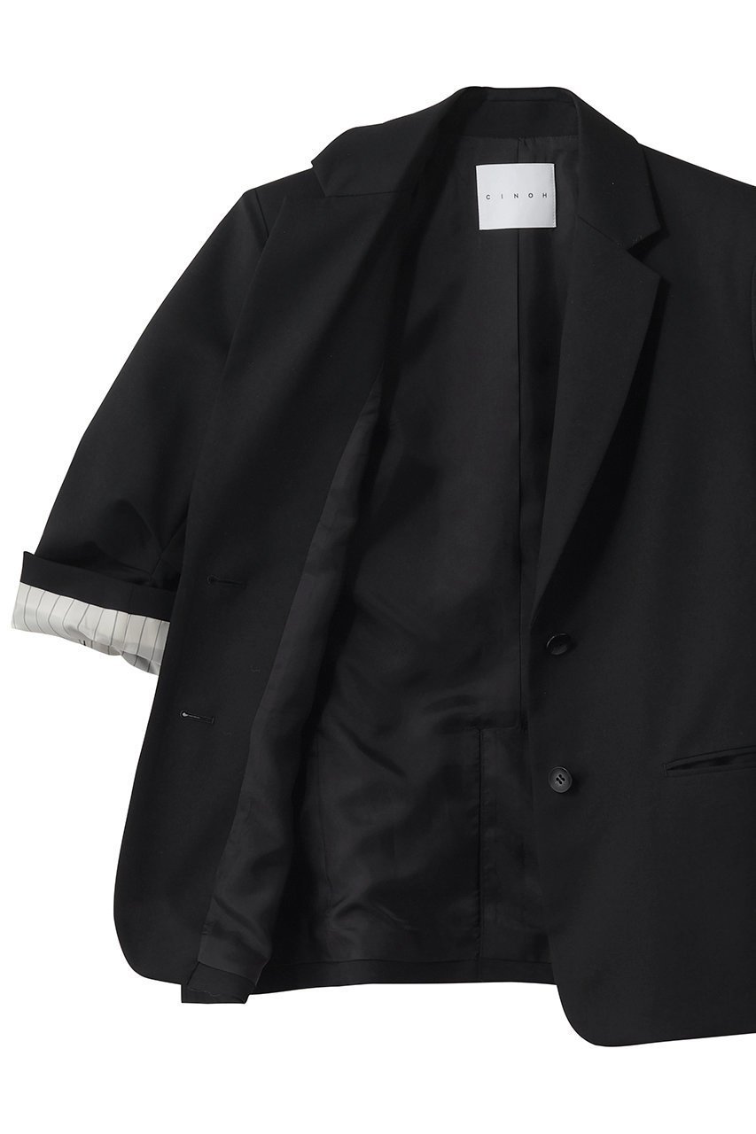 【チノ/CINOH】のクロップドスリーブ ハイツイスト ウール ジャケット 人気、トレンドファッション・服の通販 founy(ファニー) 　ファッション　Fashion　レディースファッション　Fashion for Women　アウター　Coat / Outerwear Collection　レディースジャケット・軽アウター　Jackets　クロップド　Cropped, Short Length　ジャケット　Jacket, Outerwear　ツイスト　Tweed, Tweed Fabric　ツイル　Twist, Twisted Detail　バランス　Balance, Style Balance　フロント　Front, Front Design　ボトム　Bottoms, Lower Wear　新作・新入荷　New Arrivals / New In　other-6|ID: prp329100004906164 ipo3291000000036731691