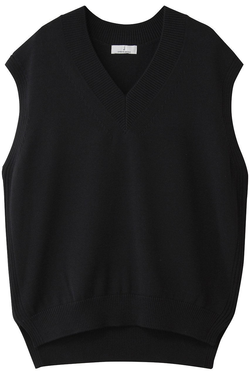 【ジェイドット/j.】のコットンニット Vネックベスト インテリア・キッズ・メンズ・レディースファッション・服の通販 founy(ファニー) 　ファッション　Fashion　レディースファッション　Fashion for Women　アウター　Coat / Outerwear Collection　レディースジャケット・軽アウター　Jackets　ジャケット　Jacket, Outerwear　スリット　Slit, Slit Detail　ベスト　Vest, Waistcoat　新作・新入荷　New Arrivals / New In　ブラック|ID: prp329100004906168 ipo3291000000036731724