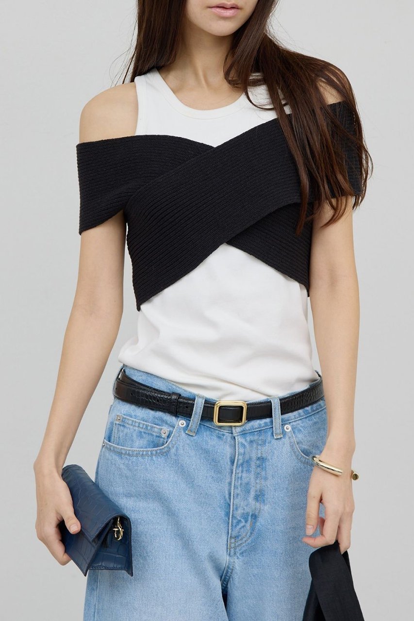 【ガリャルダガランテ/GALLARDAGALANTE】のクロスリブビスチェ インテリア・キッズ・メンズ・レディースファッション・服の通販 founy(ファニー) 　ファッション　Fashion　レディースファッション　Fashion for Women　トップス・カットソー　Cut & Sew Tops　ニット　Knit Tops & Sweaters　カジュアルプルオーバー・ニットトップス　Pullovers & Knit Tops / Casual Pullovers　ビスチェ　Bustiers & Corset Tops / Layered Bustier Style　カットソー　Cut and Sewn Top　コンパクト　Compact, Small Size　タンク　Tank Top, Sleeveless Top　新作・新入荷　New Arrivals / New In　ブラック|ID: prp329100004906174 ipo3291000000036731767