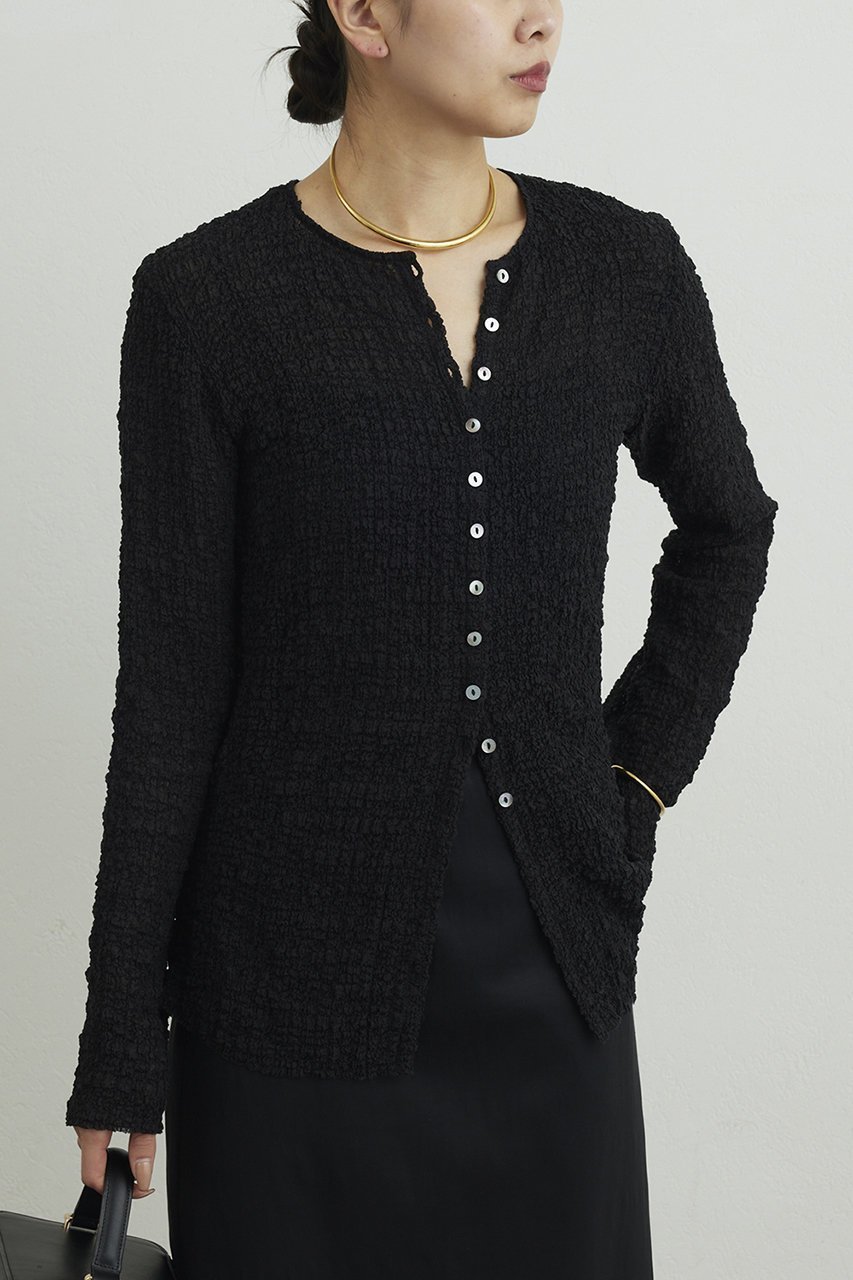 【ガリャルダガランテ/GALLARDAGALANTE】のシュリンククルーカーデ 人気、トレンドファッション・服の通販 founy(ファニー) 　ファッション　Fashion　レディースファッション　Fashion for Women　トップス・カットソー　Cut & Sew Tops　ニット　Knit Tops & Sweaters　カーディガン・羽織り　Layered Style Cardigans　カーディガン　Cardigan, Knitwear　コンパクト　Compact, Small Size　シンプル　Simple, Minimal　デニム　Denim, Jeans Material　フロント　Front, Front Design　新作・新入荷　New Arrivals / New In　other-5|ID: prp329100004906175 ipo3291000000036731779