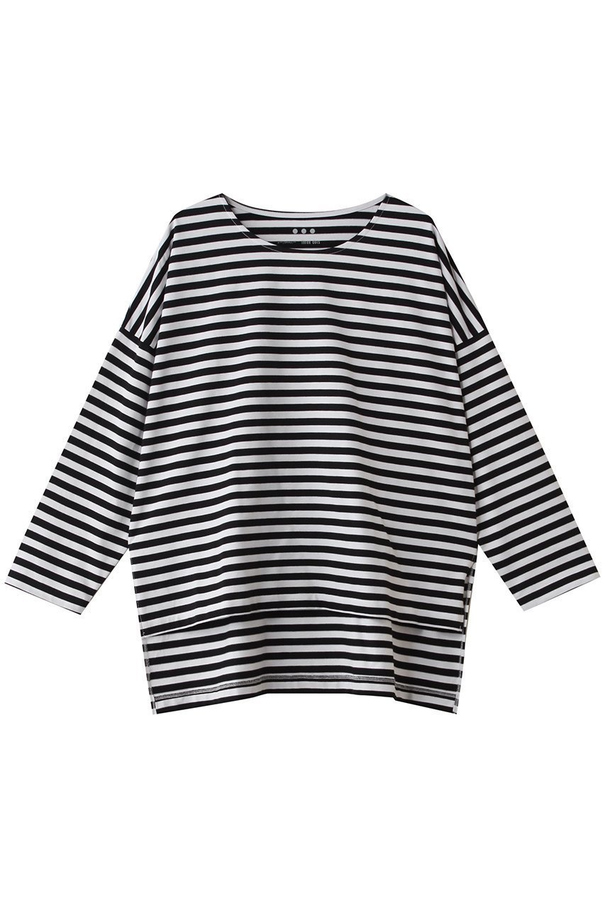 【スリー ドッツ/three dots】のパウダリーコットン 7分袖 インテリア・キッズ・メンズ・レディースファッション・服の通販 founy(ファニー) 　ファッション　Fashion　レディースファッション　Fashion for Women　トップス・カットソー　Cut & Sew Tops　シャツ・ブラウス・オフィスカジュアル　Elegant Blouses & Button-Ups　ロングTシャツ・Tシャツ　Longline T-Shirts & Tees　カットソー・ベーシックTシャツ　Cut-and-Sewn Tops / Stretch Tees & Basics　おすすめ　Recommended / Our Picks　インド　Indian Textile　カットソー　Cut and Sewn Top　スリーブ　Sleeve, Long Sleeve / Short Sleeve　ミックス　Mix, Mixed Style　ロング　Long, Long-Length　ホワイト/ブラック|ID: prp329100004906243 ipo3291000000036734722