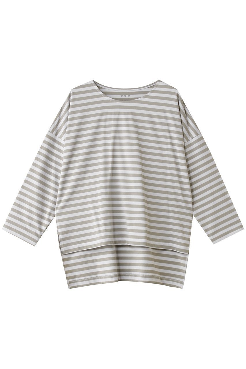 【スリー ドッツ/three dots】のパウダリーコットン 7分袖 インテリア・キッズ・メンズ・レディースファッション・服の通販 founy(ファニー) 　ファッション　Fashion　レディースファッション　Fashion for Women　トップス・カットソー　Cut & Sew Tops　シャツ・ブラウス・オフィスカジュアル　Elegant Blouses & Button-Ups　ロングTシャツ・Tシャツ　Longline T-Shirts & Tees　カットソー・ベーシックTシャツ　Cut-and-Sewn Tops / Stretch Tees & Basics　おすすめ　Recommended / Our Picks　インド　Indian Textile　カットソー　Cut and Sewn Top　スリーブ　Sleeve, Long Sleeve / Short Sleeve　ミックス　Mix, Mixed Style　ロング　Long, Long-Length　ホワイト/ベージュ|ID: prp329100004906243 ipo3291000000036734723