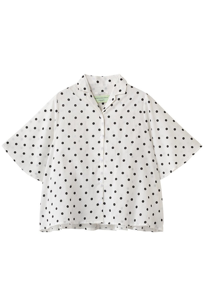 【クチュールドアダム/COUTURE D'ADAM】のポルカドットオープンカラーシャツ 人気、トレンドファッション・服の通販 founy(ファニー) 　ファッション　Fashion　レディースファッション　Fashion for Women　トップス・カットソー　Cut & Sew Tops　シャツ・ブラウス・オフィスカジュアル　Elegant Blouses & Button-Ups　インド　Indian Textile　インナー　Innerwear　クラシック　Classic, Timeless Style　ショート　Short, Short Length　ジャケット　Jacket, Outerwear　スリーブ　Sleeve, Long Sleeve / Short Sleeve　リラックス　Relax, Relaxed Fit　 other-1|ID: prp329100004906260 ipo3291000000036734869