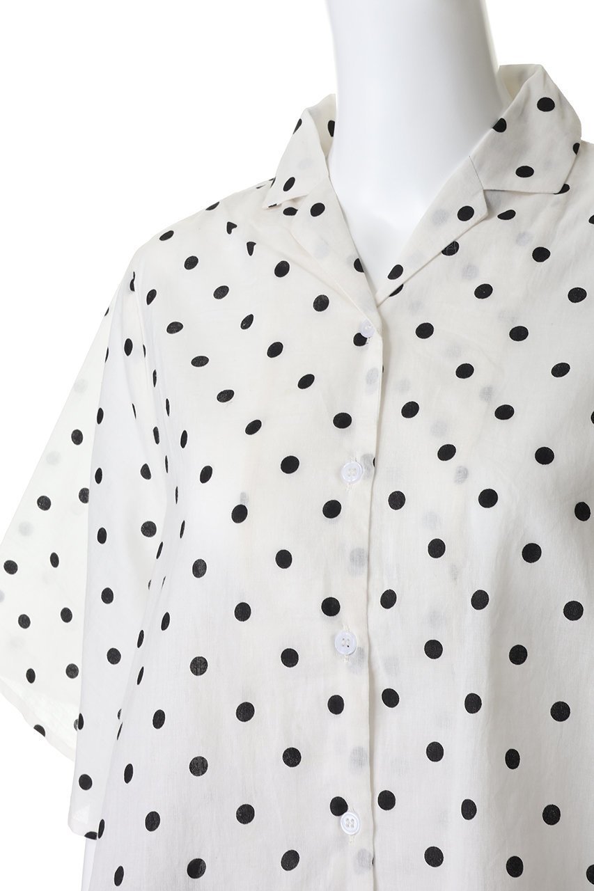【クチュールドアダム/COUTURE D'ADAM】のポルカドットオープンカラーシャツ 人気、トレンドファッション・服の通販 founy(ファニー) 　ファッション　Fashion　レディースファッション　Fashion for Women　トップス・カットソー　Cut & Sew Tops　シャツ・ブラウス・オフィスカジュアル　Elegant Blouses & Button-Ups　インド　Indian Textile　インナー　Innerwear　クラシック　Classic, Timeless Style　ショート　Short, Short Length　ジャケット　Jacket, Outerwear　スリーブ　Sleeve, Long Sleeve / Short Sleeve　リラックス　Relax, Relaxed Fit　other-5|ID: prp329100004906260 ipo3291000000036734874
