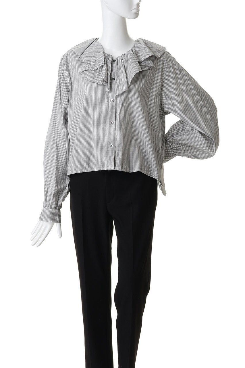 【ミズイロ インド/mizuiro ind】のcheck frill gather collar shirt シャツ 人気、トレンドファッション・服の通販 founy(ファニー) 　ファッション　Fashion　レディースファッション　Fashion for Women　トップス・カットソー　Cut & Sew Tops　シャツ・ブラウス・オフィスカジュアル　Elegant Blouses & Button-Ups　インナー　Innerwear　ギンガム　Gingham, Gingham Fabric　ジャケット　Jacket, Outerwear　スウェット / スエット　Sweatshirt, Sweatwear　スリーブ　Sleeve, Long Sleeve / Short Sleeve　チェック　Check, Plaid, Tartan　バランス　Balance, Style Balance　フェミニン　Feminine, Girly　フリル　Frill, Ruffle　ロング　Long, Long-Length　再入荷　Restock / Back in Stock　other-2|ID: prp329100004906261 ipo3291000000036734884