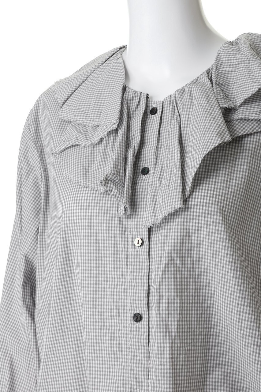 【ミズイロ インド/mizuiro ind】のcheck frill gather collar shirt シャツ 人気、トレンドファッション・服の通販 founy(ファニー) 　ファッション　Fashion　レディースファッション　Fashion for Women　トップス・カットソー　Cut & Sew Tops　シャツ・ブラウス・オフィスカジュアル　Elegant Blouses & Button-Ups　インナー　Innerwear　ギンガム　Gingham, Gingham Fabric　ジャケット　Jacket, Outerwear　スウェット / スエット　Sweatshirt, Sweatwear　スリーブ　Sleeve, Long Sleeve / Short Sleeve　チェック　Check, Plaid, Tartan　バランス　Balance, Style Balance　フェミニン　Feminine, Girly　フリル　Frill, Ruffle　ロング　Long, Long-Length　再入荷　Restock / Back in Stock　other-5|ID: prp329100004906261 ipo3291000000036734887