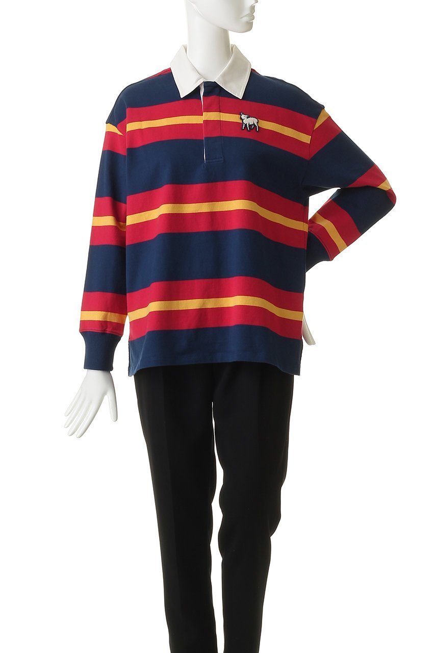 【マザー/MOTHER】のTHE LS HUDDLE ラムモチーフ ラガーシャツ (GOB) 人気、トレンドファッション・服の通販 founy(ファニー) 　ファッション　Fashion　レディースファッション　Fashion for Women　トップス・カットソー　Cut & Sew Tops　シャツ・ブラウス・オフィスカジュアル　Elegant Blouses & Button-Ups　ポロシャツ・きれいめカジュアル　Smart-Casual Polo Tops　おすすめ　Recommended / Our Picks　ショルダー　Shoulder, Shoulder Strap　ストライプ　Stripe, Striped Pattern　スポーティ　Sporty, Casual Athletic　デニム　Denim, Jeans Material　トレンド　Trend, Trending Now　ドロップ　Drop Shoulder, Dropped Style　パッチ　Patch, Appliqué　ボックス　Boxy, Box Shape　ポロシャツ　Polo Shirt, Collared Tee　モチーフ　Motif, Design Theme　リラックス　Relax, Relaxed Fit　レース　Lace, Lace Fabric　今季　This Season, Current Season　other-2|ID: prp329100004906267 ipo3291000000036734930