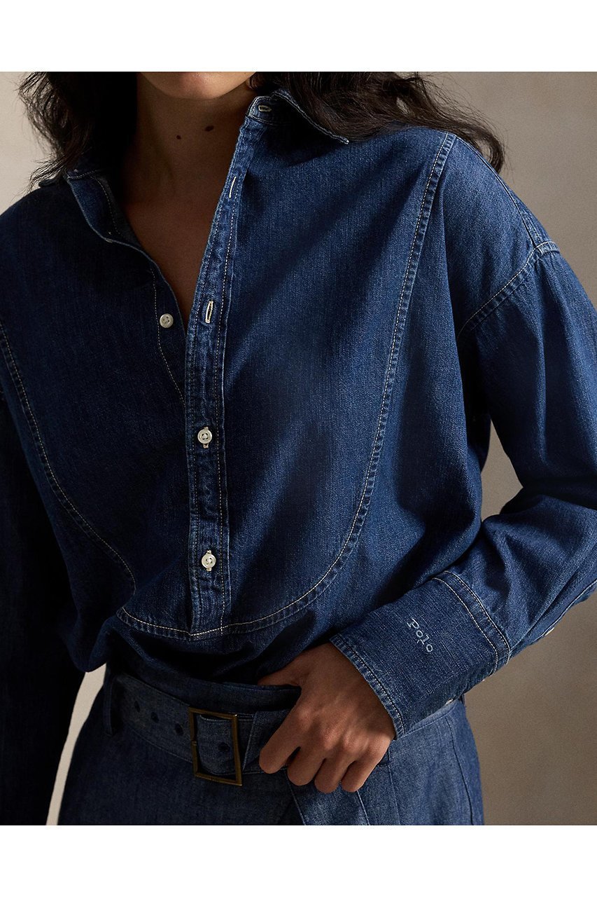 【ラルフローレン/RALPH LAUREN】の【POLO RALPH LAUREN】デニム タキシード シャツ 人気、トレンドファッション・服の通販 founy(ファニー) 　ファッション　Fashion　レディースファッション　Fashion for Women　トップス・カットソー　Cut & Sew Tops　シャツ・ブラウス・オフィスカジュアル　Elegant Blouses & Button-Ups　ウォッシュ　Washed Finish　クラシック　Classic, Timeless Style　ショルダー　Shoulder, Shoulder Strap　スリーブ　Sleeve, Long Sleeve / Short Sleeve　デニム　Denim, Jeans Material　ドロップ　Drop Shoulder, Dropped Style　リラックス　Relax, Relaxed Fit　ロング　Long, Long-Length　other-3|ID: prp329100004906270 ipo3291000000036734954