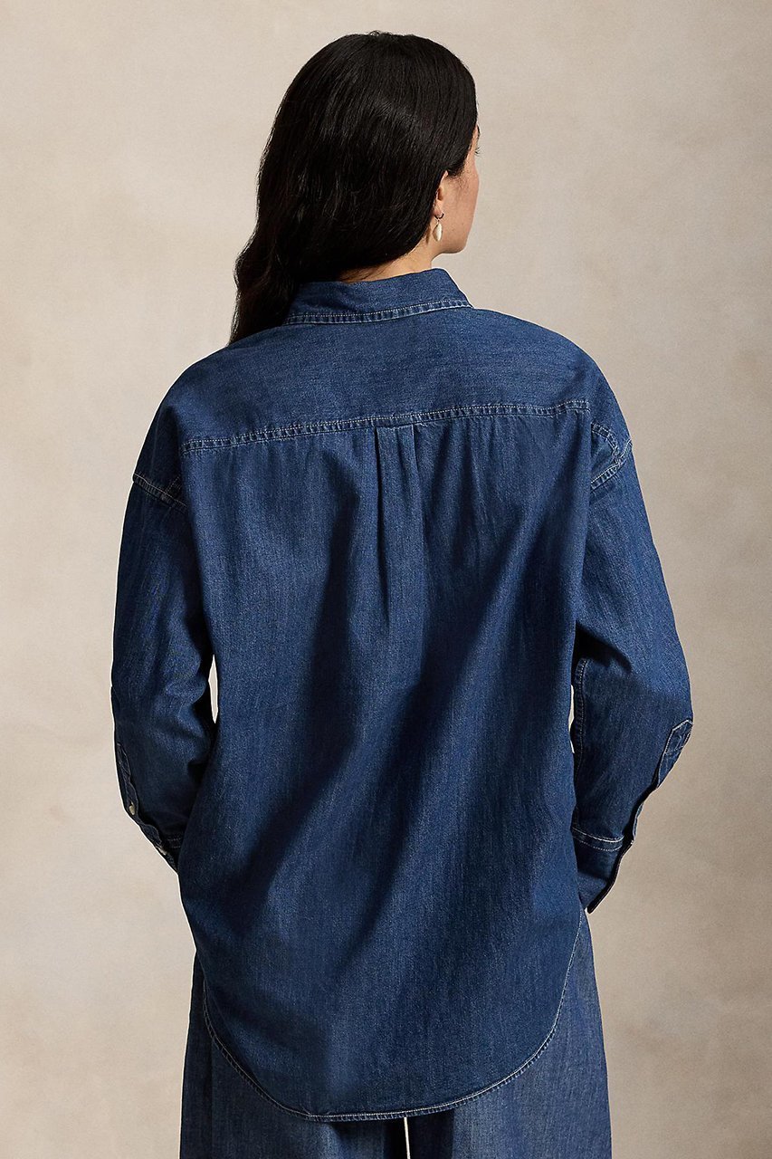 【ラルフローレン/RALPH LAUREN】の【POLO RALPH LAUREN】デニム タキシード シャツ 人気、トレンドファッション・服の通販 founy(ファニー) 　ファッション　Fashion　レディースファッション　Fashion for Women　トップス・カットソー　Cut & Sew Tops　シャツ・ブラウス・オフィスカジュアル　Elegant Blouses & Button-Ups　ウォッシュ　Washed Finish　クラシック　Classic, Timeless Style　ショルダー　Shoulder, Shoulder Strap　スリーブ　Sleeve, Long Sleeve / Short Sleeve　デニム　Denim, Jeans Material　ドロップ　Drop Shoulder, Dropped Style　リラックス　Relax, Relaxed Fit　ロング　Long, Long-Length　other-4|ID: prp329100004906270 ipo3291000000036734955