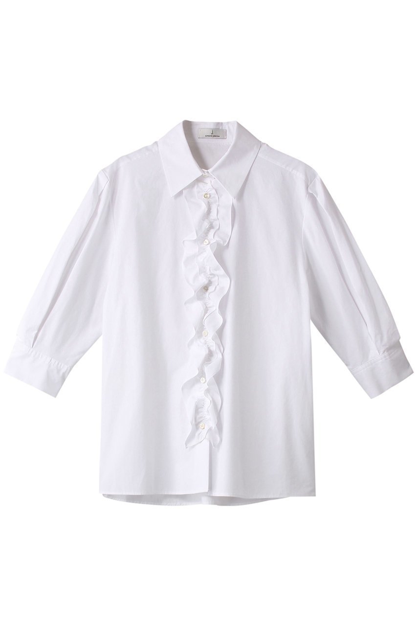【ジェイドット/j.】の細番手コットン2WAYフリルブラウス インテリア・キッズ・メンズ・レディースファッション・服の通販 founy(ファニー) 　ファッション　Fashion　レディースファッション　Fashion for Women　トップス・カットソー　Cut & Sew Tops　シャツ・ブラウス・オフィスカジュアル　Elegant Blouses & Button-Ups　シンプル　Simple, Minimal　スリーブ　Sleeve, Long Sleeve / Short Sleeve　フリル　Frill, Ruffle　ブロード　Broadcloth, Fine Cotton　ロング　Long, Long-Length　エレガント 上品　Elegant　ホワイト|ID: prp329100004906279 ipo3291000000036735029