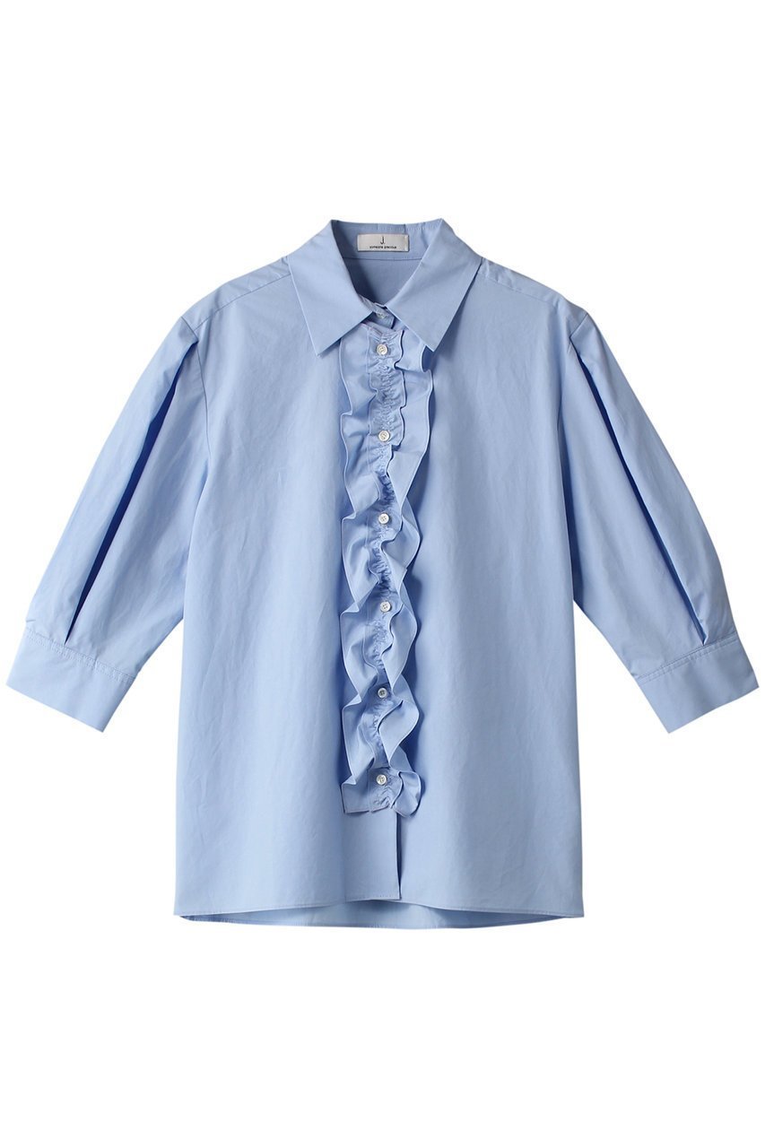 【ジェイドット/j.】の細番手コットン2WAYフリルブラウス インテリア・キッズ・メンズ・レディースファッション・服の通販 founy(ファニー) 　ファッション　Fashion　レディースファッション　Fashion for Women　トップス・カットソー　Cut & Sew Tops　シャツ・ブラウス・オフィスカジュアル　Elegant Blouses & Button-Ups　シンプル　Simple, Minimal　スリーブ　Sleeve, Long Sleeve / Short Sleeve　フリル　Frill, Ruffle　ブロード　Broadcloth, Fine Cotton　ロング　Long, Long-Length　エレガント 上品　Elegant　サックス|ID: prp329100004906279 ipo3291000000036735030