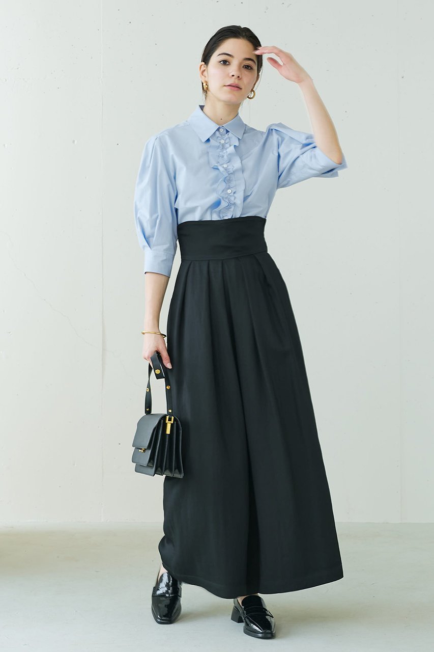 【ジェイドット/j.】の細番手コットン2WAYフリルブラウス 人気、トレンドファッション・服の通販 founy(ファニー) 　ファッション　Fashion　レディースファッション　Fashion for Women　トップス・カットソー　Cut & Sew Tops　シャツ・ブラウス・オフィスカジュアル　Elegant Blouses & Button-Ups　シンプル　Simple, Minimal　スリーブ　Sleeve, Long Sleeve / Short Sleeve　フリル　Frill, Ruffle　ブロード　Broadcloth, Fine Cotton　ロング　Long, Long-Length　エレガント 上品　Elegant　other-7|ID: prp329100004906279 ipo3291000000036735036