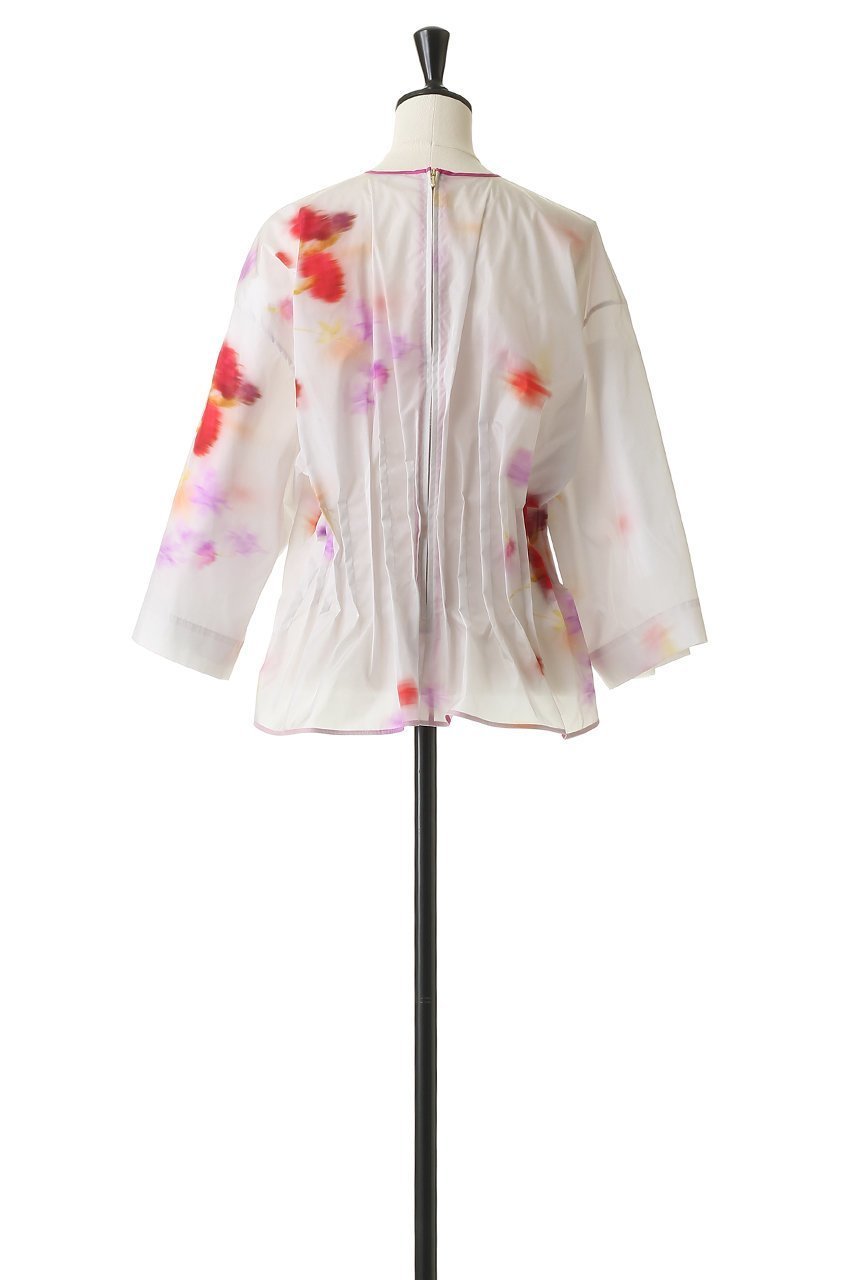 【ブラミンク/BLAMINK】のフラワークルーネックブラウス 人気、トレンドファッション・服の通販 founy(ファニー) 　ファッション　Fashion　レディースファッション　Fashion for Women　トップス・カットソー　Cut & Sew Tops　シャツ・ブラウス・オフィスカジュアル　Elegant Blouses & Button-Ups　アシンメトリー　Asymmetrical Style　スリーブ　Sleeve, Long Sleeve / Short Sleeve　フラワー　Flower, Floral　プリント　Print, Printed Pattern　ランダム　Random, Irregular　ロング　Long, Long-Length　other-4|ID: prp329100004906305 ipo3291000000036735268