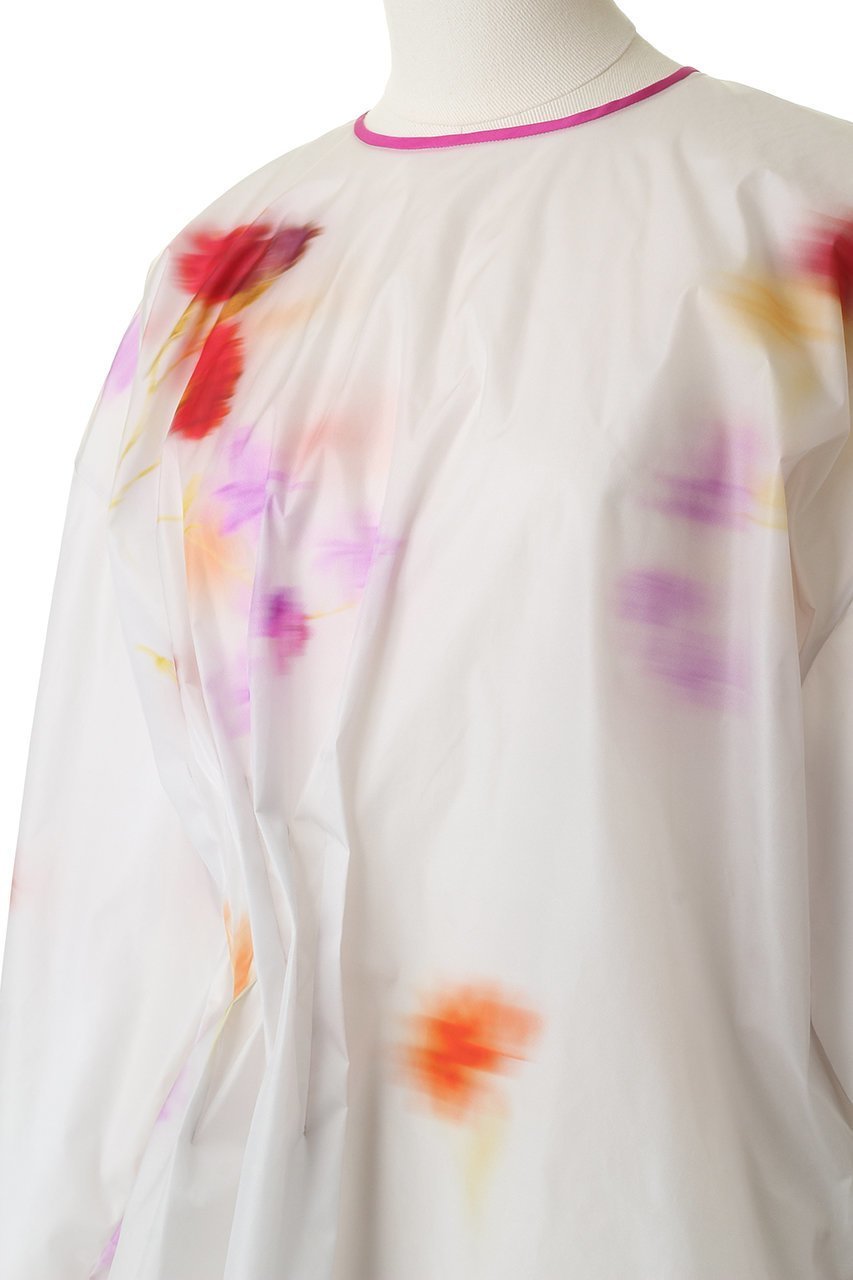 【ブラミンク/BLAMINK】のフラワークルーネックブラウス 人気、トレンドファッション・服の通販 founy(ファニー) 　ファッション　Fashion　レディースファッション　Fashion for Women　トップス・カットソー　Cut & Sew Tops　シャツ・ブラウス・オフィスカジュアル　Elegant Blouses & Button-Ups　アシンメトリー　Asymmetrical Style　スリーブ　Sleeve, Long Sleeve / Short Sleeve　フラワー　Flower, Floral　プリント　Print, Printed Pattern　ランダム　Random, Irregular　ロング　Long, Long-Length　other-5|ID: prp329100004906305 ipo3291000000036735269