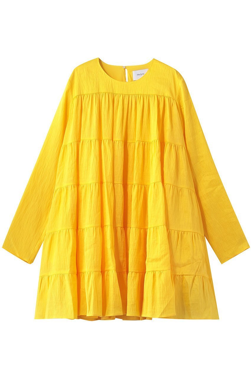 【マーレット/MERLETTE】のSOLIMAN リネン混ティアードドレス インテリア・キッズ・メンズ・レディースファッション・服の通販 founy(ファニー) 　ファッション　Fashion　レディースファッション　Fashion for Women　ワンピース　Dresses　フォーマル・パーティードレス・結婚式用ドレス　Elegant & Casual Dresses　チュニック　Tunic Tops & Dresses　チュニック　Tunic, Long Top　ドレス　Dress, One-Piece　リゾート　Resort, Vacation Style　リネン　Linen, Linen Fabric　レモン|ID: prp329100004906310 ipo3291000000036735329
