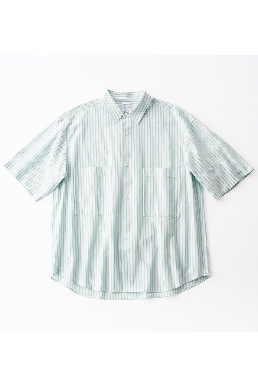 【グッド ピープル グッド ステッチング グッド プロダクト/GOOD PEOPLE GOOD STITCHING GOOD PRODUCT】の【UNISEX】ダブルポケット ハーフスリーブ シャツ インテリア・キッズ・メンズ・レディースファッション・服の通販 founy(ファニー) 　ファッション　Fashion　レディースファッション　Fashion for Women　トップス・カットソー　Cut & Sew Tops　シャツ・ブラウス・オフィスカジュアル　Elegant Blouses & Button-Ups　ユニセックス　Unisex, Genderless　カットソー　Cut and Sewn Top　ショート　Short, Short Length　ストライプ　Stripe, Striped Pattern　スリーブ　Sleeve, Long Sleeve / Short Sleeve　ダブル　Double, Double-Breasted　ハーフ　Half, Half-Length　ポケット　Pocket, Pocket Detail　リラックス　Relax, Relaxed Fit　レギュラー　Regular, Standard Fit　エレガント 上品　Elegant　ヴェリーライトグリーン|ID: prp329100004906314 ipo3291000000036735379