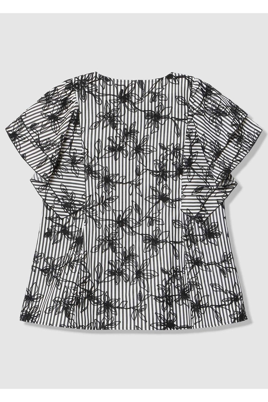 【アナイ/ANAYI】のフラワー刺繍ストライプ ブラウス 人気、トレンドファッション・服の通販 founy(ファニー) 　ファッション　Fashion　レディースファッション　Fashion for Women　トップス・カットソー　Cut & Sew Tops　シャツ・ブラウス・オフィスカジュアル　Elegant Blouses & Button-Ups　ショート　Short, Short Length　シンプル　Simple, Minimal　ストライプ　Stripe, Striped Pattern　スペシャル　Special, Limited Edition　スリット　Slit, Slit Detail　スリーブ　Sleeve, Long Sleeve / Short Sleeve　チェーン　Chain, Chain Strap　フラワー　Flower, Floral　新作・新入荷　New Arrivals / New In　other-2|ID: prp329100004906322 ipo3291000000036735456