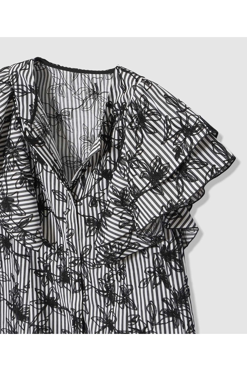【アナイ/ANAYI】のフラワー刺繍ストライプ ブラウス 人気、トレンドファッション・服の通販 founy(ファニー) 　ファッション　Fashion　レディースファッション　Fashion for Women　トップス・カットソー　Cut & Sew Tops　シャツ・ブラウス・オフィスカジュアル　Elegant Blouses & Button-Ups　ショート　Short, Short Length　シンプル　Simple, Minimal　ストライプ　Stripe, Striped Pattern　スペシャル　Special, Limited Edition　スリット　Slit, Slit Detail　スリーブ　Sleeve, Long Sleeve / Short Sleeve　チェーン　Chain, Chain Strap　フラワー　Flower, Floral　新作・新入荷　New Arrivals / New In　other-3|ID: prp329100004906322 ipo3291000000036735457