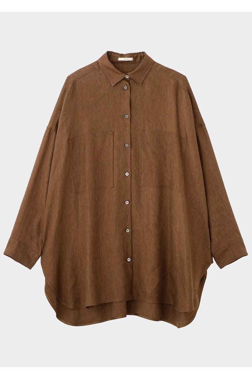 【ル フィル/LE PHIL】のキュプラリネンブラウス 人気、トレンドファッション・服の通販 founy(ファニー) 　ファッション　Fashion　レディースファッション　Fashion for Women　トップス・カットソー　Cut & Sew Tops　シャツ・ブラウス・オフィスカジュアル　Elegant Blouses & Button-Ups　キュプラ　Cupro, Eco Fabric　シンプル　Simple, Minimal　スタンダード　Standard, Basic　スリーブ　Sleeve, Long Sleeve / Short Sleeve　ネップ　Nepp, Slub Yarn　フロント　Front, Front Design　ポケット　Pocket, Pocket Detail　ヨーク　Yoke, Yoke Design　ロング　Long, Long-Length　エレガント 上品　Elegant　 other-1|ID: prp329100004906346 ipo3291000000036735649