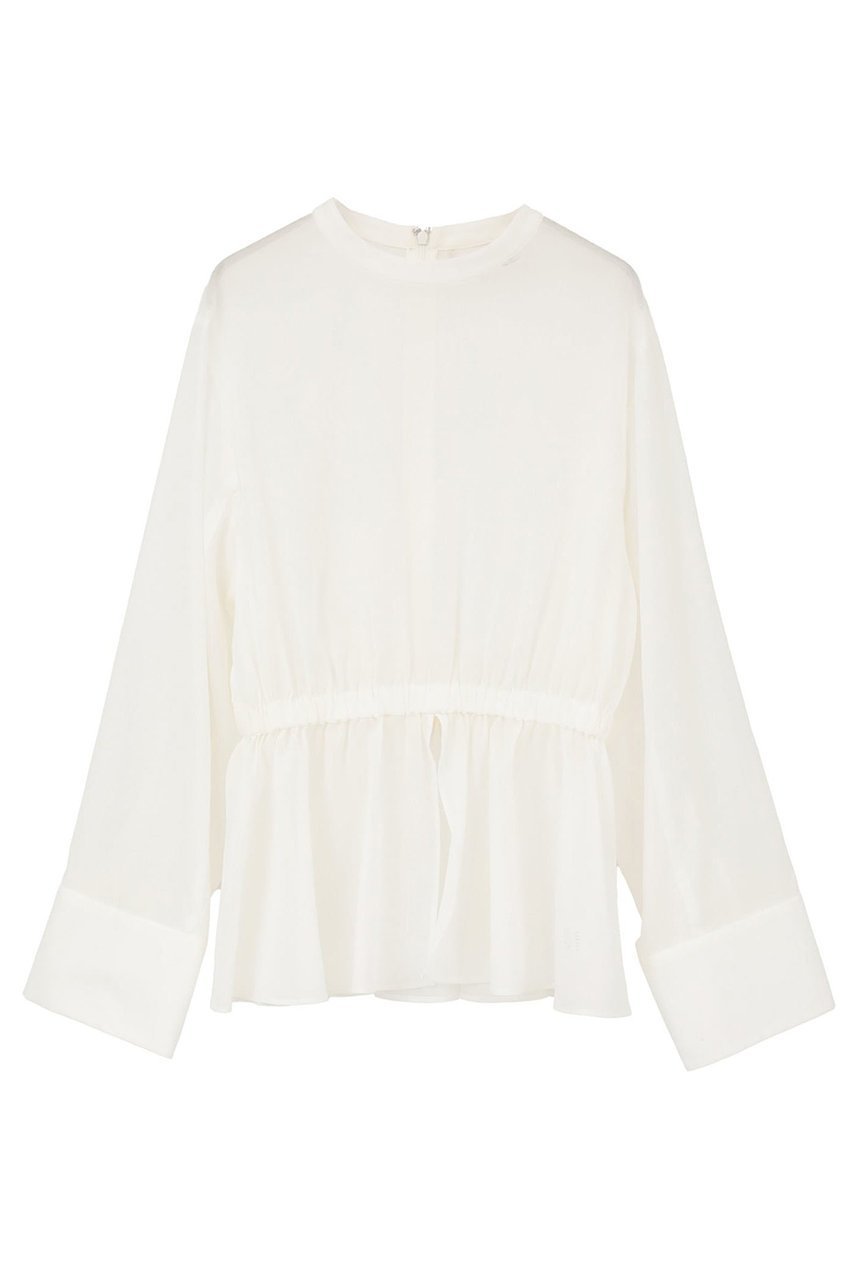 【マルティニーク/martinique】の【l heritage martinique】オーガンジーペプラムブラウス インテリア・キッズ・メンズ・レディースファッション・服の通販 founy(ファニー) 　ファッション　Fashion　レディースファッション　Fashion for Women　トップス・カットソー　Cut & Sew Tops　シャツ・ブラウス・オフィスカジュアル　Elegant Blouses & Button-Ups　おすすめ　Recommended / Our Picks　なめらか　Smooth, Silky Texture　エレガント 上品　Elegant　オーガンジー　Organza Fabric　スリーブ　Sleeve, Long Sleeve / Short Sleeve　ペプラム　Peplum, Flared Hem　ボトム　Bottoms, Lower Wear　リラックス　Relax, Relaxed Fit　ロング　Long, Long-Length　ワイド　Wide, Wide Fit　新作・新入荷　New Arrivals / New In　ホワイト|ID: prp329100004906357 ipo3291000000036735747