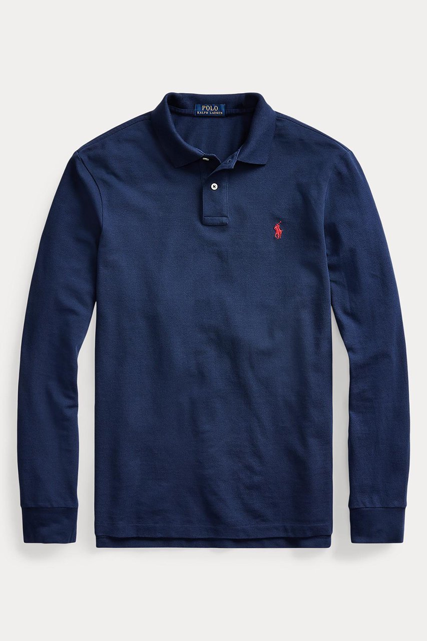 【ラルフローレン/RALPH LAUREN / MEN】の【MEN】【POLO RALPH LAUREN】カスタム スリム フィット メッシュ ポロシャツ インテリア・キッズ・メンズ・レディースファッション・服の通販 founy(ファニー) 　ファッション　Fashion　メンズファッション　Fashion for Men　アメリカン　American Style　ウォッシュ　Washed Finish　スリム　Slim, Slim Fit　フィット　Fit, Slim Fit　ポロシャツ　Polo Shirt, Collared Tee　メッシュ　Mesh, Net Fabric　定番　Standard, Basic Item　長袖　Long Sleeve, Full Sleeve　ネイビー|ID: prp329100004906360 ipo3291000000036735772