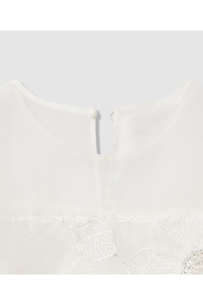 【アルアバイル/allureville】の【LOULOU WILLOUGHBY】オーガンフラワーブラウス 人気、トレンドファッション・服の通販 founy(ファニー) 　ファッション　Fashion　レディースファッション　Fashion for Women　トップス・カットソー　Cut & Sew Tops　シャツ・ブラウス・オフィスカジュアル　Elegant Blouses & Button-Ups　オーガンジー　Organza Fabric　ショート　Short, Short Length　スリーブ　Sleeve, Long Sleeve / Short Sleeve　デコルテ　Décolleté, Neckline　ビジュー　Bijou, Jewel-like Accent　フラワー　Flower, Floral　エレガント 上品　Elegant　無地　Plain, Solid Color　other-5|ID: prp329100004906363 ipo3291000000036735798