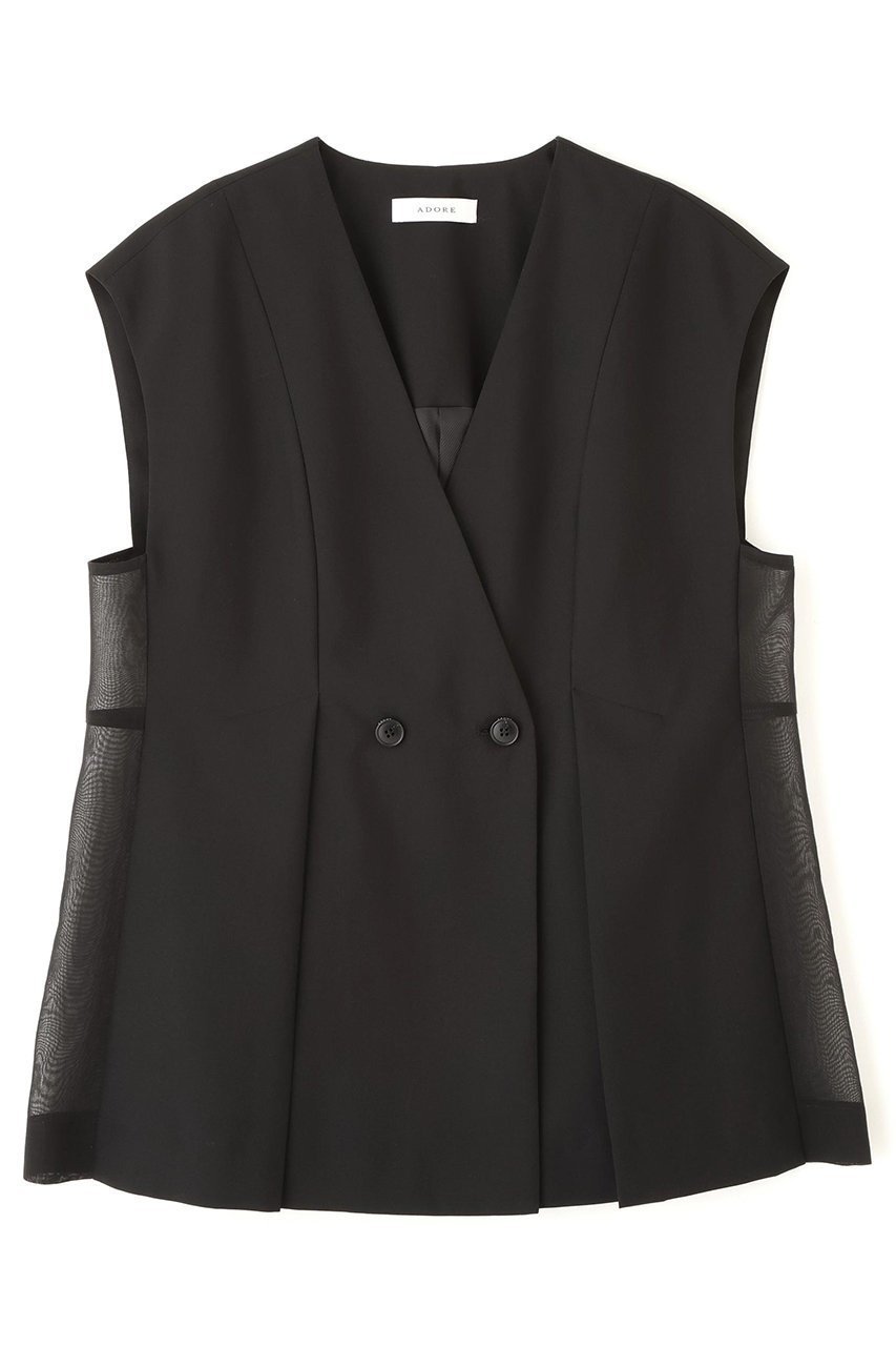 【アドーア/ADORE】のスマートトロピカルブラウス インテリア・キッズ・メンズ・レディースファッション・服の通販 founy(ファニー) 　ファッション　Fashion　レディースファッション　Fashion for Women　トップス・カットソー　Cut & Sew Tops　キャミソール&ノースリーブ　Camisoles & Sleeveless Tops　シャツ・ブラウス・オフィスカジュアル　Elegant Blouses & Button-Ups　おすすめ　Recommended / Our Picks　シアー　Sheer, See-Through　セットアップ　Set-Up, Coordinated Outfit　ノースリーブ　Sleeveless, No-Sleeve　ブラック|ID: prp329100004906371 ipo3291000000036735855