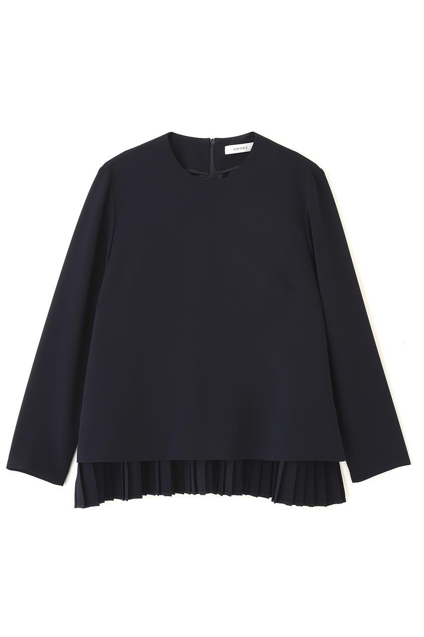 【アドーア/ADORE】のストレッチジョーゼットブラウス インテリア・キッズ・メンズ・レディースファッション・服の通販 founy(ファニー) 　ファッション　Fashion　レディースファッション　Fashion for Women　トップス・カットソー　Cut & Sew Tops　シャツ・ブラウス・オフィスカジュアル　Elegant Blouses & Button-Ups　おすすめ　Recommended / Our Picks　シンプル　Simple, Minimal　ジョーゼット　Georgette, Semi-Sheer Fabric　ストレッチ　Stretch, Stretchy Fabric　スリーブ　Sleeve, Long Sleeve / Short Sleeve　セットアップ　Set-Up, Coordinated Outfit　プリーツ　Pleats, Pleated　ロング　Long, Long-Length　エレガント 上品　Elegant　ネイビー|ID: prp329100004906373 ipo3291000000036735883