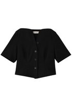 【アキラナカ/AKIRANAKA】のSesilia ジャージー ショートスリーブシャツ 人気、トレンドファッション・服の通販 founy(ファニー) ファッション Fashion レディースファッション Fashion for Women トップス・カットソー Cut & Sew Tops シャツ・ブラウス・オフィスカジュアル Elegant Blouses & Button-Ups ショート Short, Short Length スリーブ Sleeve, Long Sleeve / Short Sleeve デコルテ Décolleté, Neckline バランス Balance, Style Balance フォルム Silhouette, Form モダン Modern, Contemporary ラグジュアリー Luxury, Elegant レース Lace, Lace Fabric thumbnail ブラック|ID: prp329100004906374 ipo3291000000036735887