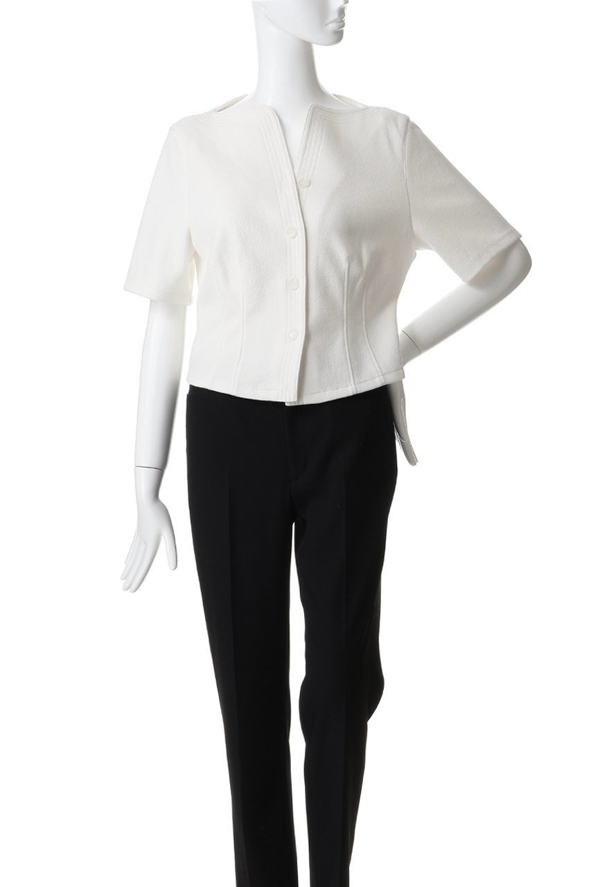 【アキラナカ/AKIRANAKA】のSesilia ジャージー ショートスリーブシャツ 人気、トレンドファッション・服の通販 founy(ファニー) 　ファッション　Fashion　レディースファッション　Fashion for Women　トップス・カットソー　Cut & Sew Tops　シャツ・ブラウス・オフィスカジュアル　Elegant Blouses & Button-Ups　ショート　Short, Short Length　スリーブ　Sleeve, Long Sleeve / Short Sleeve　デコルテ　Décolleté, Neckline　バランス　Balance, Style Balance　フォルム　Silhouette, Form　モダン　Modern, Contemporary　ラグジュアリー　Luxury, Elegant　レース　Lace, Lace Fabric　other-2|ID: prp329100004906374 ipo3291000000036735889