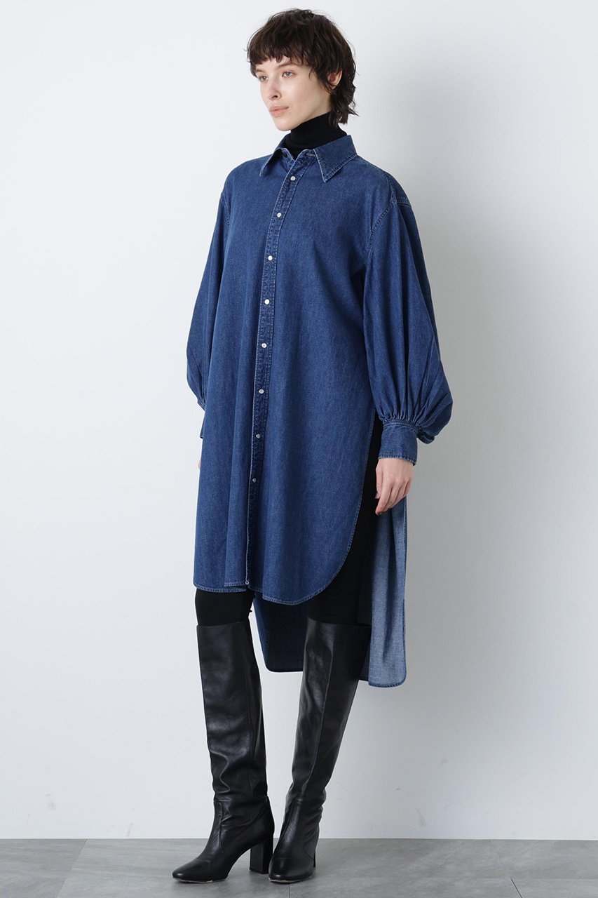 【ヒューエルミュージアム/hueLe Museum】の【STUMBLY】Denim Long Volume Sleeve SH 人気、トレンドファッション・服の通販 founy(ファニー) 　ファッション　Fashion　レディースファッション　Fashion for Women　トップス・カットソー　Cut & Sew Tops　シャツ・ブラウス・オフィスカジュアル　Elegant Blouses & Button-Ups　ボリューム袖・フリルスリーブブラウス　Voluminous & Ruffle Sleeves / Puffy Sleeve Tops　ウエスタン　Western Style　クラシカル　Classical, Vintage-Inspired　クラシック　Classic, Timeless Style　スリーブ　Sleeve, Long Sleeve / Short Sleeve　デニム　Denim, Jeans Material　ロング　Long, Long-Length　other-3|ID: prp329100004906378 ipo3291000000036735924