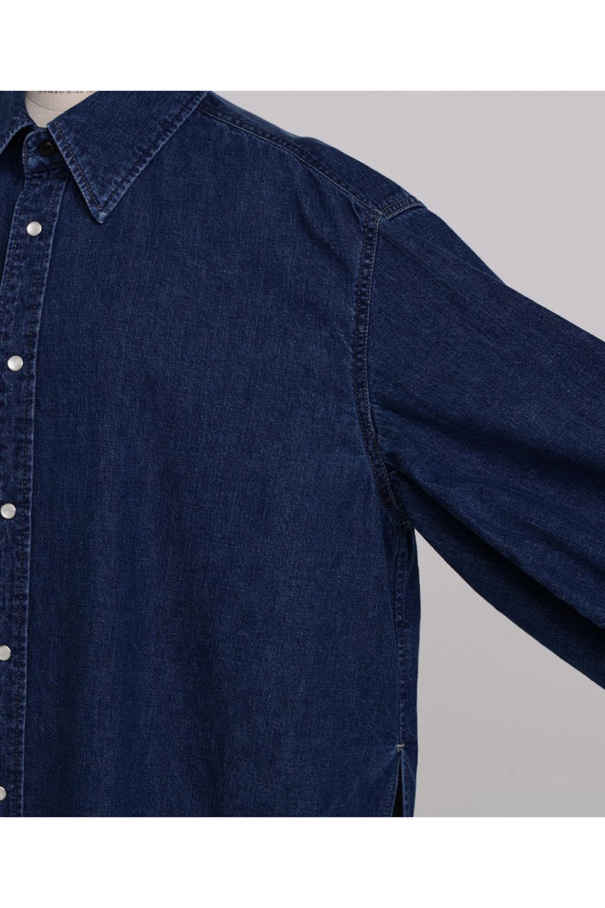 【ヒューエルミュージアム/hueLe Museum】の【STUMBLY】Denim Long Volume Sleeve SH 人気、トレンドファッション・服の通販 founy(ファニー) 　ファッション　Fashion　レディースファッション　Fashion for Women　トップス・カットソー　Cut & Sew Tops　シャツ・ブラウス・オフィスカジュアル　Elegant Blouses & Button-Ups　ボリューム袖・フリルスリーブブラウス　Voluminous & Ruffle Sleeves / Puffy Sleeve Tops　ウエスタン　Western Style　クラシカル　Classical, Vintage-Inspired　クラシック　Classic, Timeless Style　スリーブ　Sleeve, Long Sleeve / Short Sleeve　デニム　Denim, Jeans Material　ロング　Long, Long-Length　other-5|ID: prp329100004906378 ipo3291000000036735926