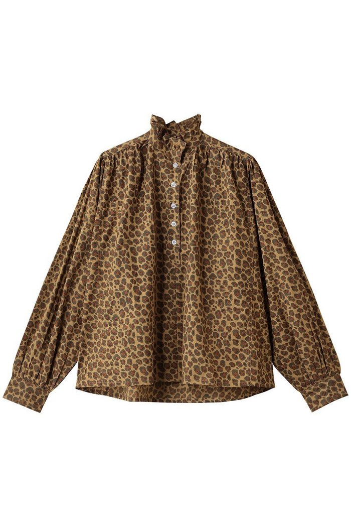 【エスゼット ブロックプリント/SZ Blockprints】のKALI TOP LEOPARD フリルスタンドカラーシャツ インテリア・キッズ・メンズ・レディースファッション・服の通販 founy(ファニー) https://founy.com/ ファッション Fashion レディースファッション Fashion for Women トップス・カットソー Cut & Sew Tops シャツ・ブラウス・オフィスカジュアル Elegant Blouses & Button-Ups エレガント 上品 Elegant ギャザー Gathered, Ruffled スタンド Stand Collar, Upright Stand スリーブ Sleeve, Long Sleeve / Short Sleeve フリル Frill, Ruffle レオパード Leopard, Animal Print ロング Long, Long-Length |ID: prp329100004906379 ipo3291000000036735930