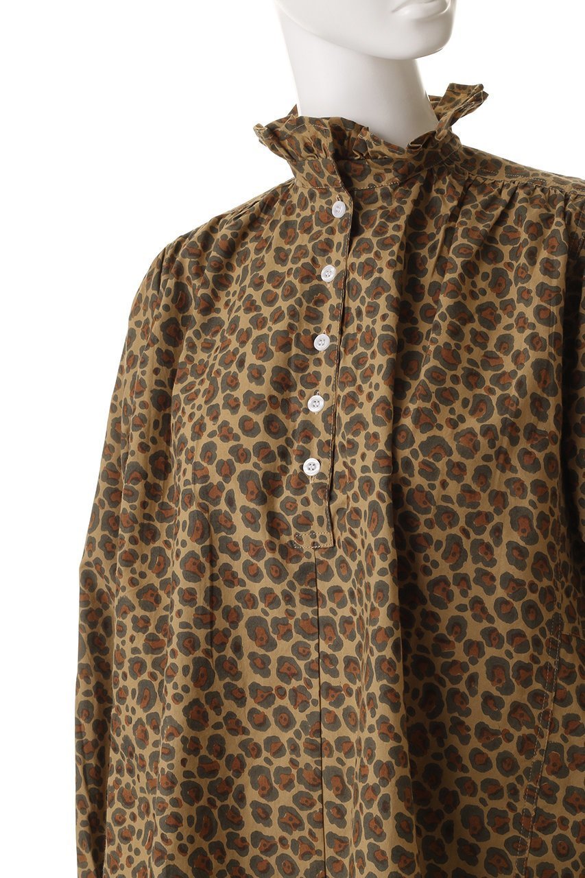 【エスゼット ブロックプリント/SZ Blockprints】のKALI TOP LEOPARD フリルスタンドカラーシャツ 人気、トレンドファッション・服の通販 founy(ファニー) 　ファッション　Fashion　レディースファッション　Fashion for Women　トップス・カットソー　Cut & Sew Tops　シャツ・ブラウス・オフィスカジュアル　Elegant Blouses & Button-Ups　エレガント 上品　Elegant　ギャザー　Gathered, Ruffled　スタンド　Stand Collar, Upright Stand　スリーブ　Sleeve, Long Sleeve / Short Sleeve　フリル　Frill, Ruffle　レオパード　Leopard, Animal Print　ロング　Long, Long-Length　other-5|ID: prp329100004906379 ipo3291000000036735935