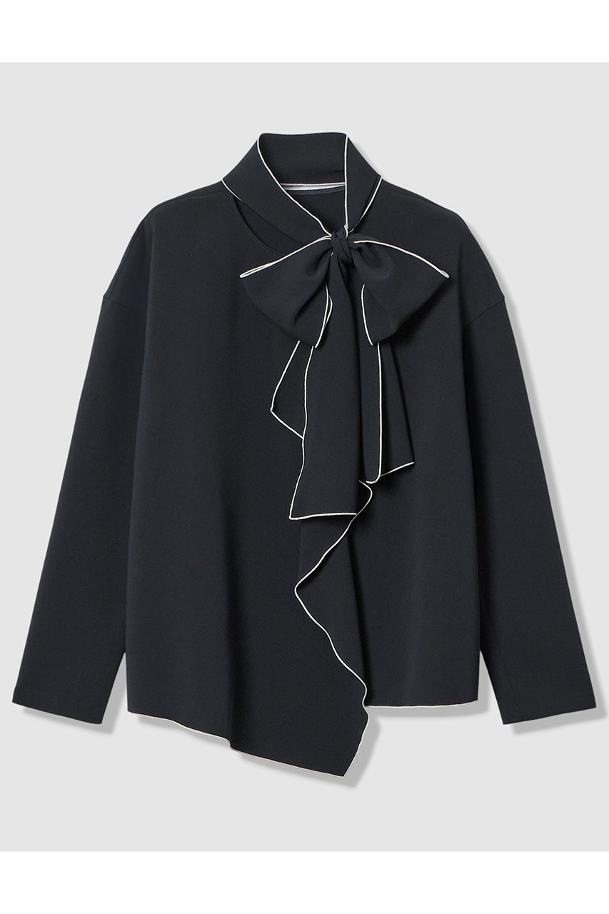 【アナイ/ANAYI】の【Eternal Line 2026】ストレッチクロス配色ボウタイ ブラウス インテリア・キッズ・メンズ・レディースファッション・服の通販 founy(ファニー) 　ファッション　Fashion　レディースファッション　Fashion for Women　トップス・カットソー　Cut & Sew Tops　シャツ・ブラウス・オフィスカジュアル　Elegant Blouses & Button-Ups　おすすめ　Recommended / Our Picks　ストレッチ　Stretch, Stretchy Fabric　スリーブ　Sleeve, Long Sleeve / Short Sleeve　セットアップ　Set-Up, Coordinated Outfit　ダブル　Double, Double-Breasted　バランス　Balance, Style Balance　リボン　Ribbon, Bow　ロング　Long, Long-Length　エレガント 上品　Elegant　ネイビー|ID: prp329100004906389 ipo3291000000036736004