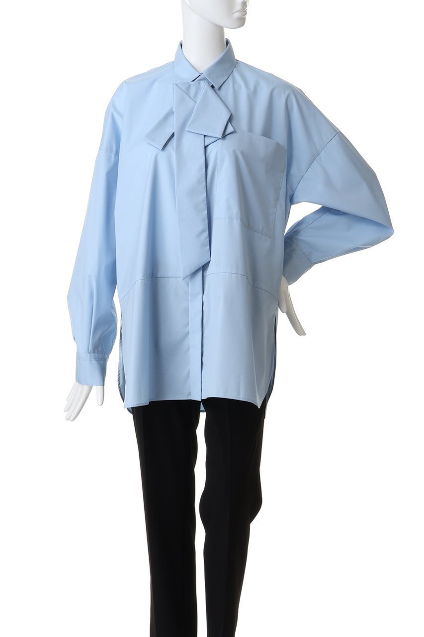 【エンフォルド/ENFOLD】のASYMMETRY BOW-TIE SHIRT/シャツ 人気、トレンドファッション・服の通販 founy(ファニー) 　ファッション　Fashion　レディースファッション　Fashion for Women　トップス・カットソー　Cut & Sew Tops　シャツ・ブラウス・オフィスカジュアル　Elegant Blouses & Button-Ups　アシンメトリー　Asymmetrical Style　スリーブ　Sleeve, Long Sleeve / Short Sleeve　ポケット　Pocket, Pocket Detail　ロング　Long, Long-Length　other-2|ID: prp329100004906423 ipo3291000000036736258