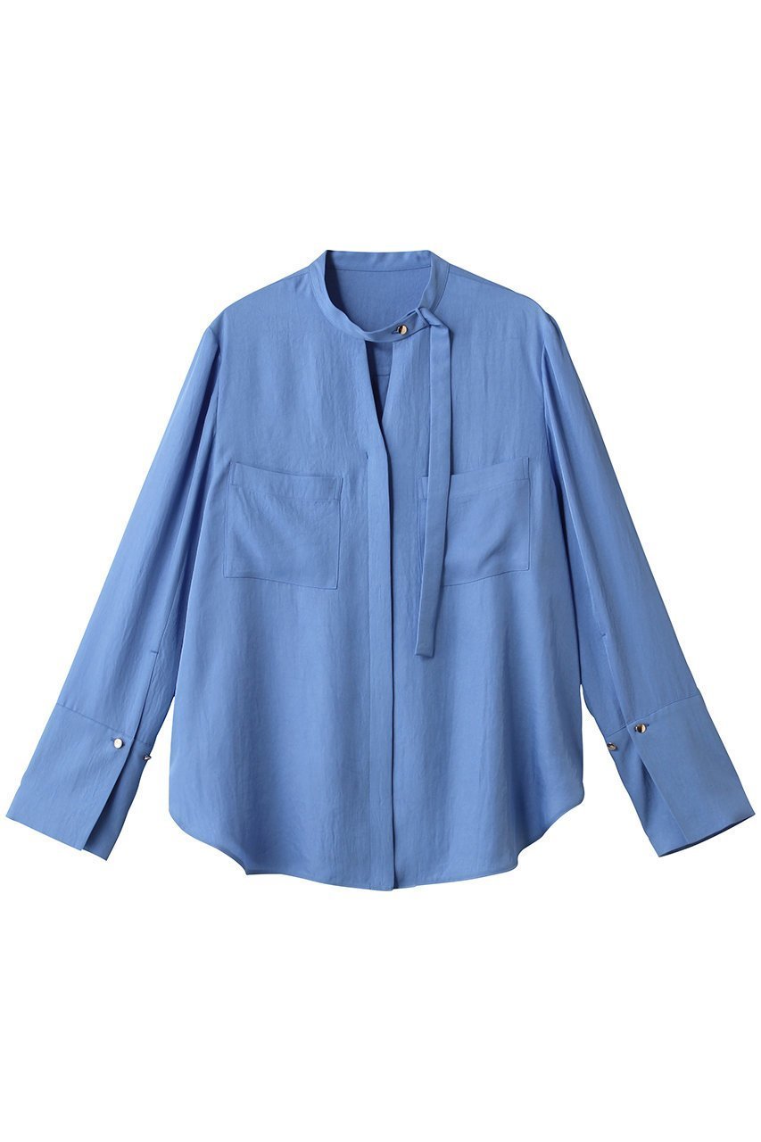 【アルアバイル/allureville】のブライトツイルアシメボウブラウス インテリア・キッズ・メンズ・レディースファッション・服の通販 founy(ファニー) 　ファッション　Fashion　レディースファッション　Fashion for Women　トップス・カットソー　Cut & Sew Tops　シャツ・ブラウス・オフィスカジュアル　Elegant Blouses & Button-Ups　アシンメトリー　Asymmetrical Style　エレガント 上品　Elegant　スリーブ　Sleeve, Long Sleeve / Short Sleeve　ツイル　Twist, Twisted Detail　ロング　Long, Long-Length　ブルー|ID: prp329100004906424 ipo3291000000036736265