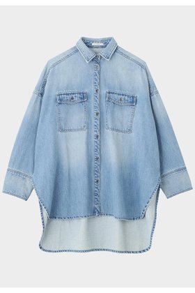 【ル フィル/LE PHIL】のウォッシュドデニムシャツA 人気、トレンドファッション・服の通販 founy(ファニー) ファッション Fashion レディースファッション Fashion for Women トップス・カットソー Cut & Sew Tops シャツ・ブラウス・オフィスカジュアル Elegant Blouses & Button-Ups ウォッシュ Washed Finish スリーブ Sleeve, Long Sleeve / Short Sleeve タートルネック Turtleneck, High Neck ダブル Double, Double-Breasted デニム Denim, Jeans Material ドレープ Drape, Draping Fabric バランス Balance, Style Balance ビッグ Big, Oversized フォルム Silhouette, Form ヘムライン Hemline, Bottom Cut ポケット Pocket, Pocket Detail ヨーク Yoke, Yoke Design ラウンド Round, Round Neck ロング Long, Long-Length |ID:prp329100004906427