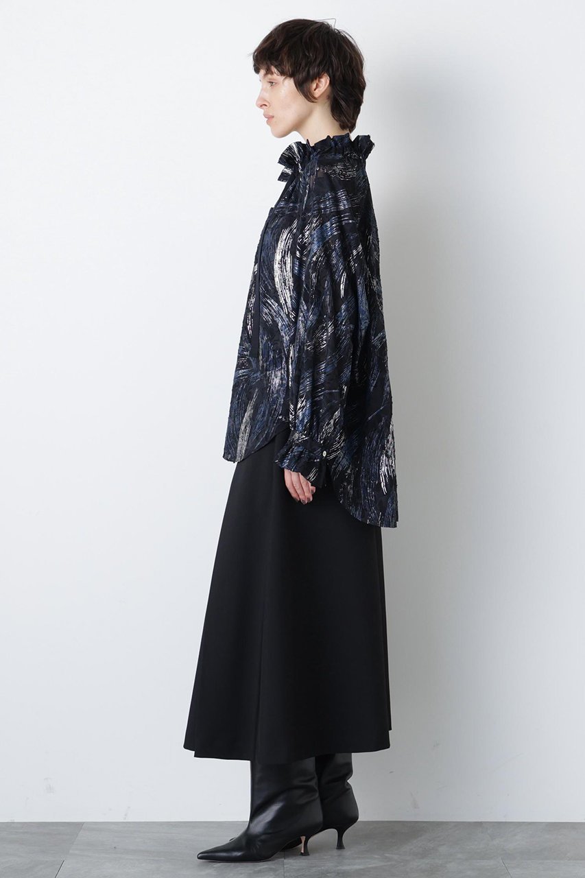 【ヒューエルミュージアム/hueLe Museum】の【hLM】シアージャガードブラウス 人気、トレンドファッション・服の通販 founy(ファニー) 　ファッション　Fashion　レディースファッション　Fashion for Women　トップス・カットソー　Cut & Sew Tops　シャツ・ブラウス・オフィスカジュアル　Elegant Blouses & Button-Ups　ギャザー　Gathered, Ruffled　シアー　Sheer, See-Through　シルク　Silk, 100% Silk　シンプル　Simple, Minimal　ジャカード／ジャガード　Jacquard, Woven Pattern　スリーブ　Sleeve, Long Sleeve / Short Sleeve　フェミニン　Feminine, Girly　プリント　Print, Printed Pattern　ロング　Long, Long-Length　ヴィンテージ　Vintage Style　エレガント 上品　Elegant　other-4|ID: prp329100004906431 ipo3291000000036736324