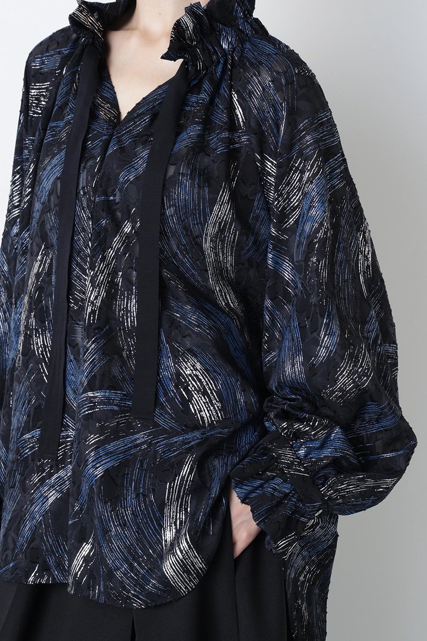 【ヒューエルミュージアム/hueLe Museum】の【hLM】シアージャガードブラウス 人気、トレンドファッション・服の通販 founy(ファニー) 　ファッション　Fashion　レディースファッション　Fashion for Women　トップス・カットソー　Cut & Sew Tops　シャツ・ブラウス・オフィスカジュアル　Elegant Blouses & Button-Ups　ギャザー　Gathered, Ruffled　シアー　Sheer, See-Through　シルク　Silk, 100% Silk　シンプル　Simple, Minimal　ジャカード／ジャガード　Jacquard, Woven Pattern　スリーブ　Sleeve, Long Sleeve / Short Sleeve　フェミニン　Feminine, Girly　プリント　Print, Printed Pattern　ロング　Long, Long-Length　ヴィンテージ　Vintage Style　エレガント 上品　Elegant　other-7|ID: prp329100004906431 ipo3291000000036736327