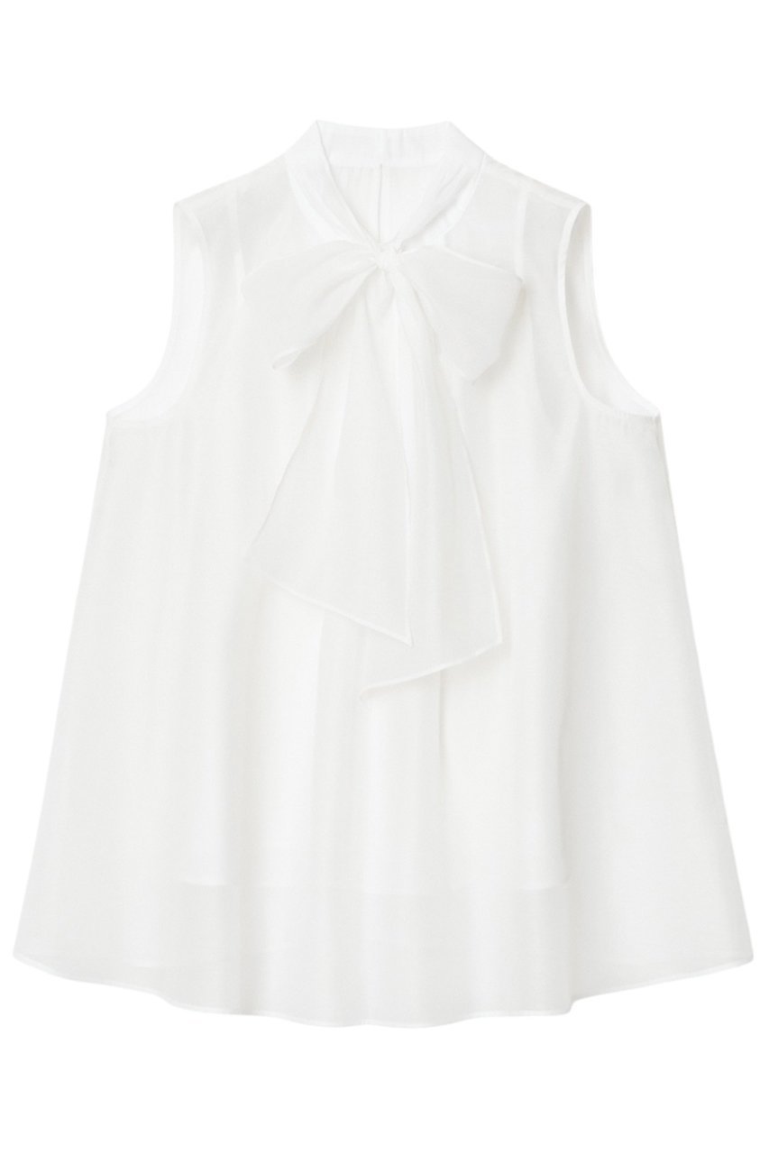 【アナイ/ANAYI】のソフトオーガンリボンボウタイ ブラウス インテリア・キッズ・メンズ・レディースファッション・服の通販 founy(ファニー) 　ファッション　Fashion　レディースファッション　Fashion for Women　トップス・カットソー　Cut & Sew Tops　キャミソール&ノースリーブ　Camisoles & Sleeveless Tops　シャツ・ブラウス・オフィスカジュアル　Elegant Blouses & Button-Ups　インナー　Innerwear　オーガンジー　Organza Fabric　キャミソール　Camisole, Spaghetti Strap Top　シアー　Sheer, See-Through　シルク　Silk, 100% Silk　ノースリーブ　Sleeveless, No-Sleeve　フェミニン　Feminine, Girly　フロント　Front, Front Design　リボン　Ribbon, Bow　エレガント 上品　Elegant　ホワイト|ID: prp329100004906436 ipo3291000000036736362