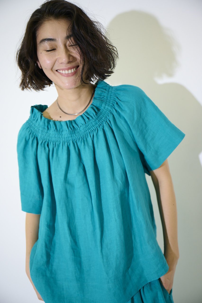 【エムフィル/M Fil】のベルギーリネン 2Wayネックブラウス 人気、トレンドファッション・服の通販 founy(ファニー) 　ファッション　Fashion　レディースファッション　Fashion for Women　トップス・カットソー　Cut & Sew Tops　シャツ・ブラウス・オフィスカジュアル　Elegant Blouses & Button-Ups　ギャザー　Gathered, Ruffled　シャーリング　Shirring, Ruched　ショート　Short, Short Length　スリーブ　Sleeve, Long Sleeve / Short Sleeve　リネン　Linen, Linen Fabric　other-7|ID: prp329100004906474 ipo3291000000036736646