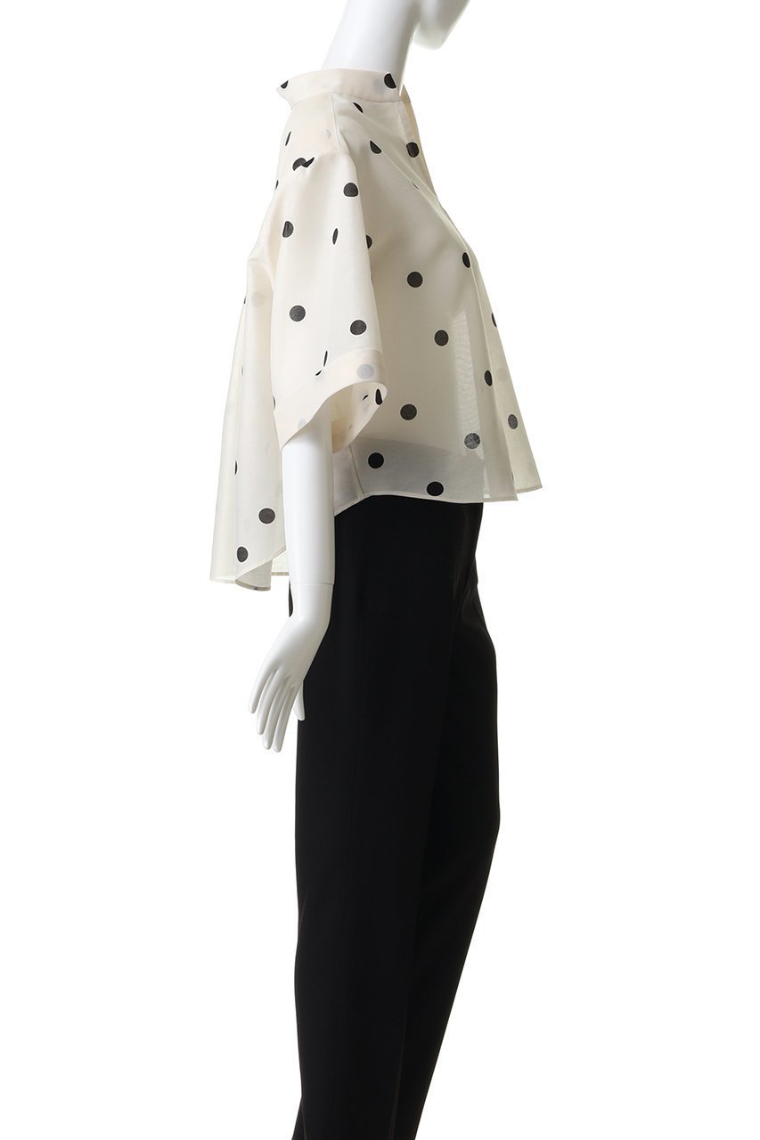 【エムフィル/M Fil】のドットオーガンジー クロップドブラウス 人気、トレンドファッション・服の通販 founy(ファニー) 　ファッション　Fashion　レディースファッション　Fashion for Women　トップス・カットソー　Cut & Sew Tops　シャツ・ブラウス・オフィスカジュアル　Elegant Blouses & Button-Ups　オーガンジー　Organza Fabric　カフス　Cuff Design　ショート　Short, Short Length　シンプル　Simple, Minimal　スキッパー　Skipper, Open Collar　スリーブ　Sleeve, Long Sleeve / Short Sleeve　ドット　Polka Dot, Dot Pattern　other-3|ID: prp329100004906475 ipo3291000000036736651