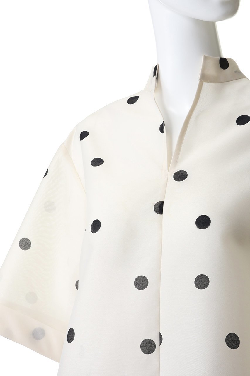 【エムフィル/M Fil】のドットオーガンジー クロップドブラウス 人気、トレンドファッション・服の通販 founy(ファニー) 　ファッション　Fashion　レディースファッション　Fashion for Women　トップス・カットソー　Cut & Sew Tops　シャツ・ブラウス・オフィスカジュアル　Elegant Blouses & Button-Ups　オーガンジー　Organza Fabric　カフス　Cuff Design　ショート　Short, Short Length　シンプル　Simple, Minimal　スキッパー　Skipper, Open Collar　スリーブ　Sleeve, Long Sleeve / Short Sleeve　ドット　Polka Dot, Dot Pattern　other-5|ID: prp329100004906475 ipo3291000000036736653